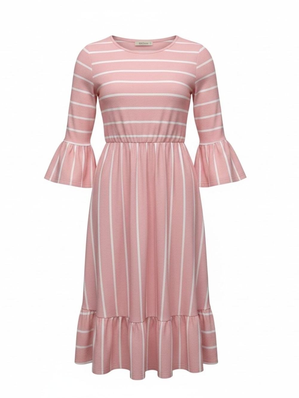 FANTASTIC FAWN | NWT Balletcore Pink Striped Bell Sleeve Feminine Midi Dress | M